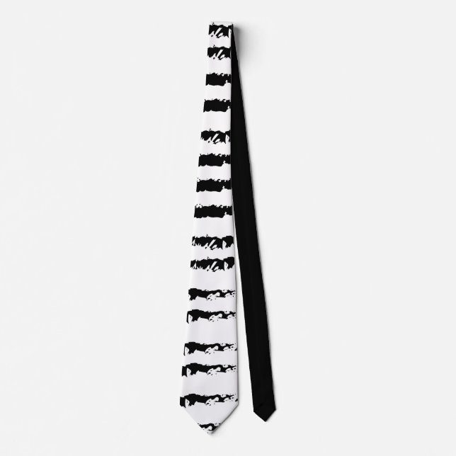 Black white striped pattern tie (Front)