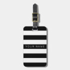 Black & White Striped Personalised Luggage Tags