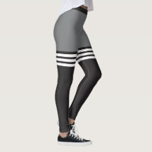 Black & White Striped Sports Leggings