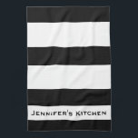 Black & White Striped Stripe Kitchen Towels Towel<br><div class="desc">Black and white striped Girly Chic Kitchen Towels Towel</div>