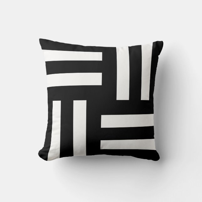 Black & White Striped Throw Pillow (Front)