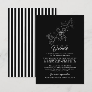 Black White Striped Wedding Details Card