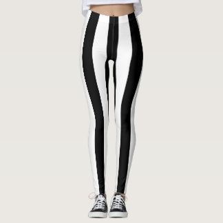 Black & White Striped Womens Leggings