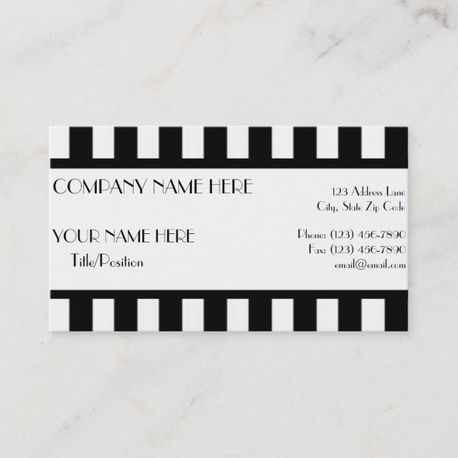 Black & White Stripes Appointment Card (Front)