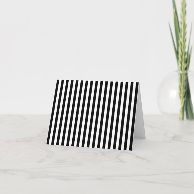 Black White Stripes Blank Note Card (Front)