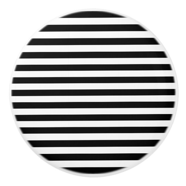 Black & White Stripes Ceramic Knob (Front)