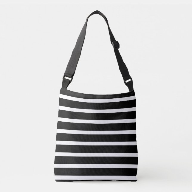 Black White Stripes Crossbody Bag (Front)