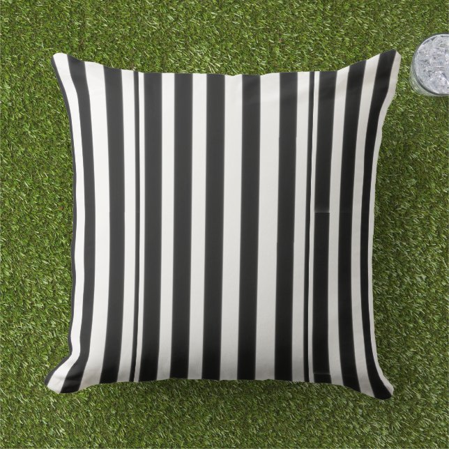 Black White Stripes Cushion (Grass)