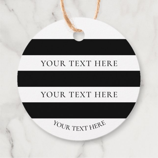 Black & White Stripes Customised Favour Tags (Back)