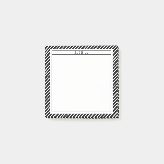 Black & White Stripes Elegant Personalized Notepad (Front)