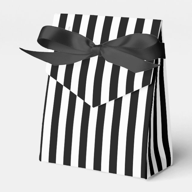 Black White Stripes  Favour Box (Front Side)