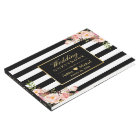 Black White Stripes Floral Wedding Guest book
