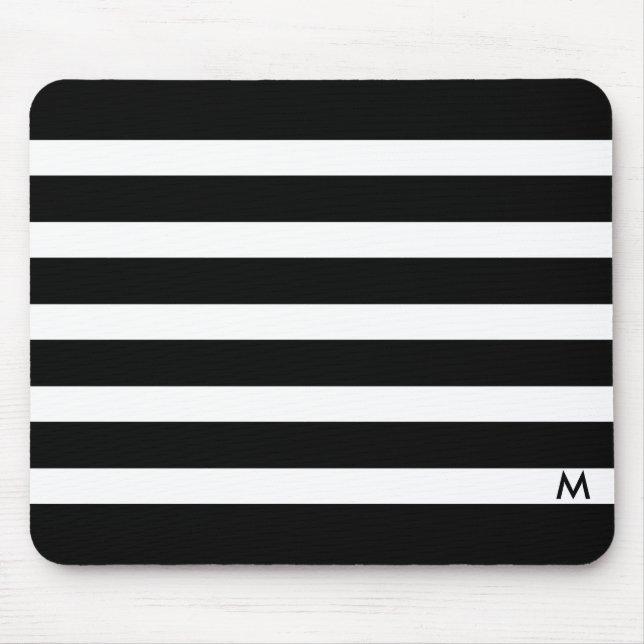 Black & White Stripes Geometric Pattern Mouse Pad (Front)