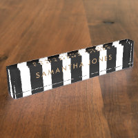 Black White Stripes Gold Classic Personalized