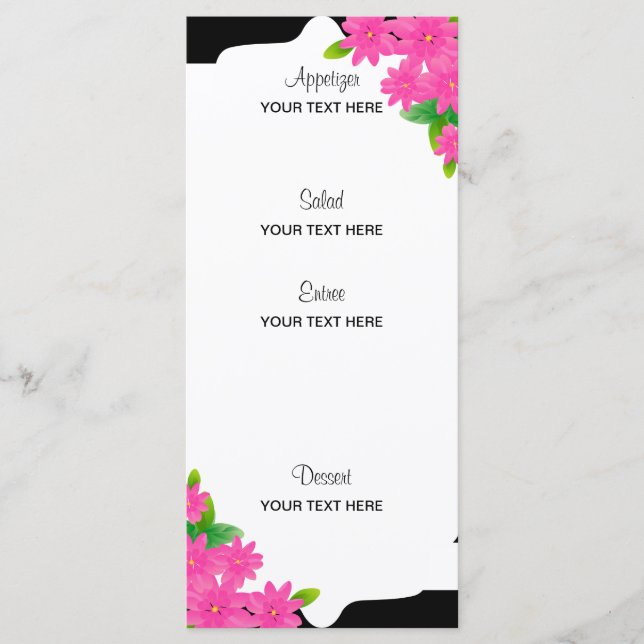 Black & White Stripes, Gold | Pink Menu (Front)