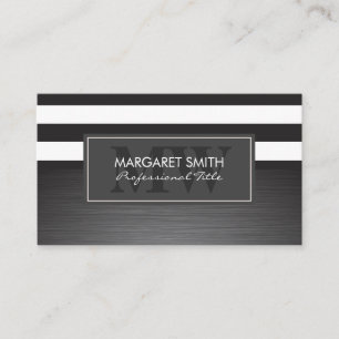 Black White Stripes Metallic Brushed Appointment Card