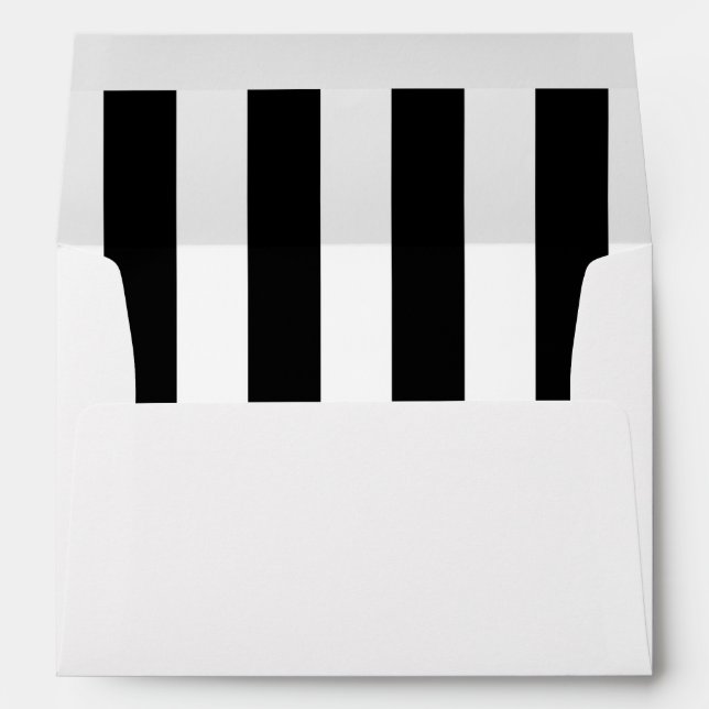 Black & White Stripes Modern Striped Invitation Envelope (Back (Bottom))