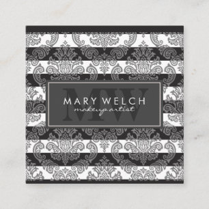 Black White Stripes Monogram (appointment card) Appointment Card