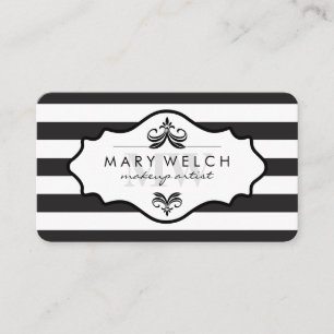Black White Stripes Monogram (appointment card) Appointment Card