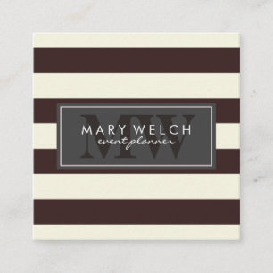 Black White Stripes Monogram (appointment card) Appointment Card