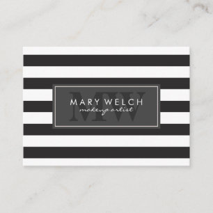 Black White Stripes Monogram (appointment card) Appointment Card