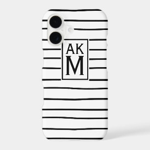Black & White Stripes Monogram iPhone 7 Plus Case