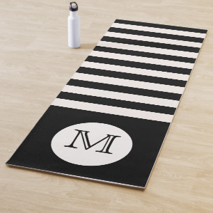 Black white stripes monogram yoga mat