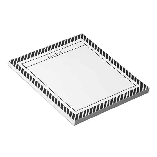Black & White Stripes Personalised Name Notes (Angled)