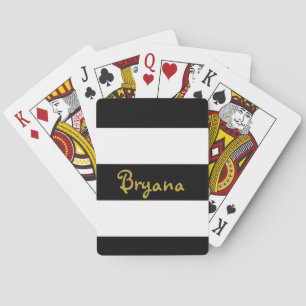 Black & White Stripes Personalised Playing Cards