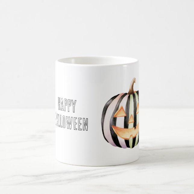 Black White Stripes Pumpkin Coffee Mug (Center)