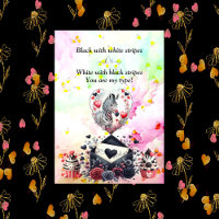 Black White Stripes Romantic Zebra Valentine's Day