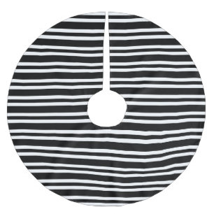 Black White Stripes Seamless Pattern Brushed Polyester Tree Skirt