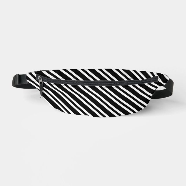 Black White Stripes Seamless Pattern Bum Bags (Front)