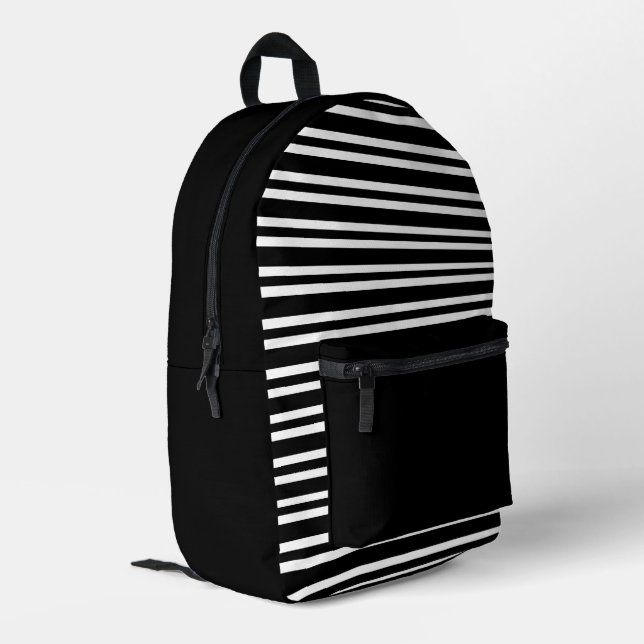 Black White Stripes Seamless Pattern Printed Backpack (Back Corner Left)
