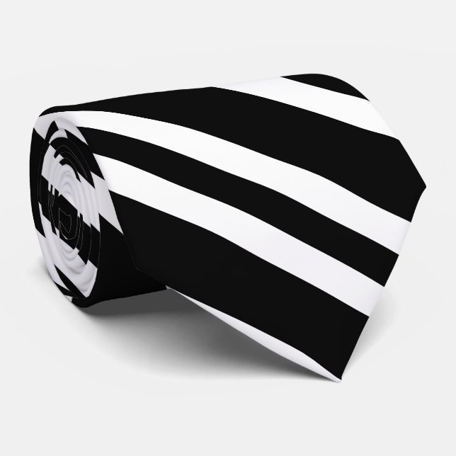 Black White Stripes Seamless Pattern Tie (Rolled)