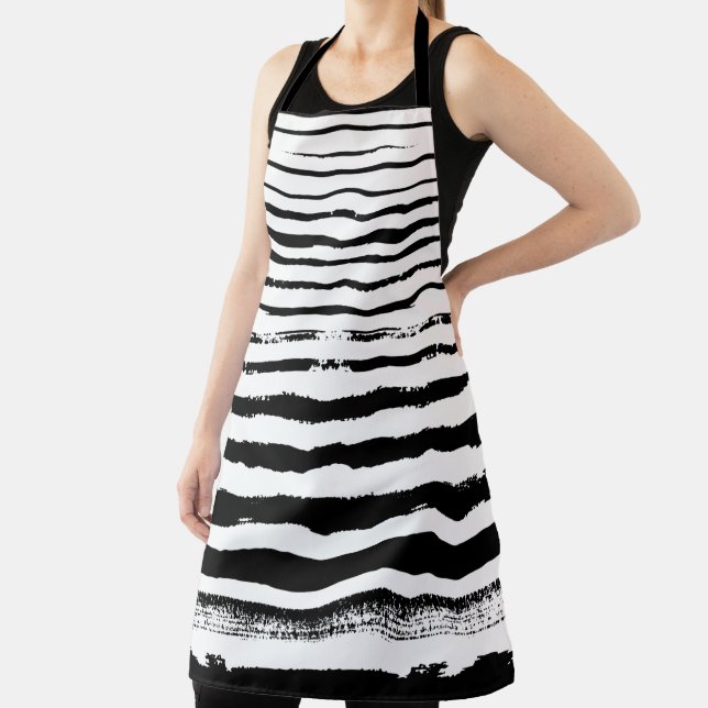 Black White Stripes Simple Apron (Insitu)