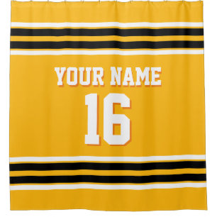 Black White Stripes Sports Jersey Shower Curtain