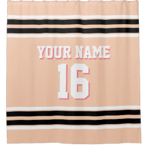 Black White Stripes Sports Jersey Shower Curtain