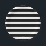 Black & White Stripes Striped Chic Party Paper Plate<br><div class="desc">Customise with any text. Matching items are available.</div>