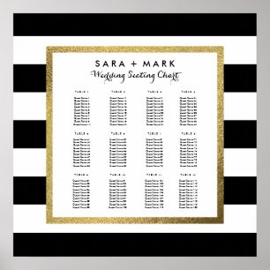 Black & White Stripes Wedding Seating Chart