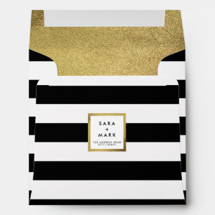 Black & White Stripes with Gold Foil Personalised Envelopes