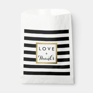 Black & White Stripes with Gold Foil Wedding Favour Bags