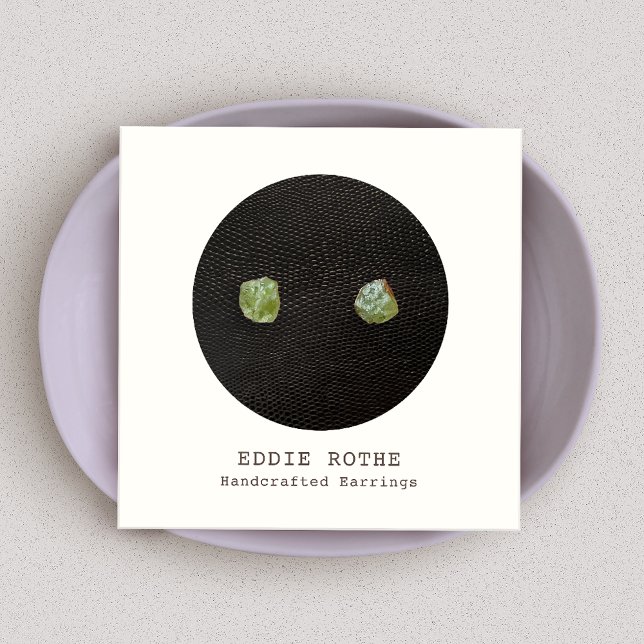 Black White Stud Earring Display Square Business Card (Creator Uploaded)