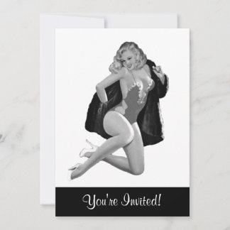 Black & White Style Pin-Up Girl 12 Invitation