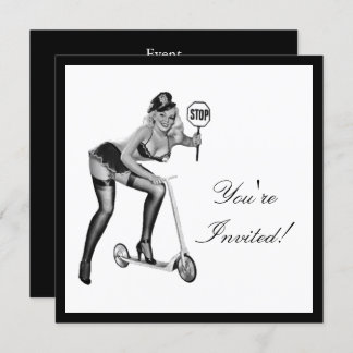 Black & White Style Pin-Up Girl 1 Invitation
