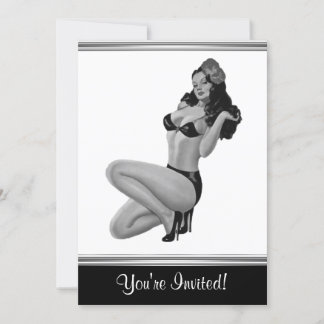 Black & White Style Pin-Up Girl 20 Invitation