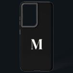 Black White Stylish Elegant Custom Name Monogram Samsung Galaxy Case<br><div class="desc">Designed with text template for custom name monogram in black and white background! You may change the colours as you like.</div>