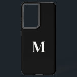 Black White Stylish Elegant Custom Name Monogram Samsung Galaxy Case<br><div class="desc">Designed with text template for custom name monogram in black and white background! You may change the colours as you like.</div>