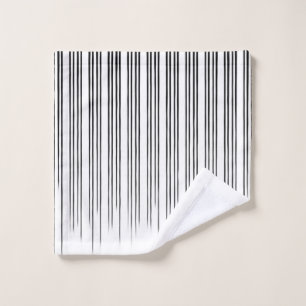Black/White Stylish Irregular Stripe Pattern Wash Cloth