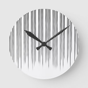 Black/White Stylish Stripe Pattern Round Clock